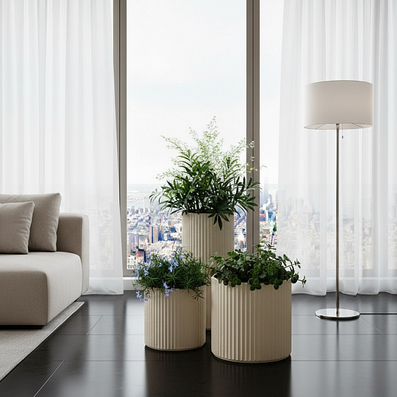 Кашпо TERRAFAKTURA Рифлоу D40H40 Дюна фото 4