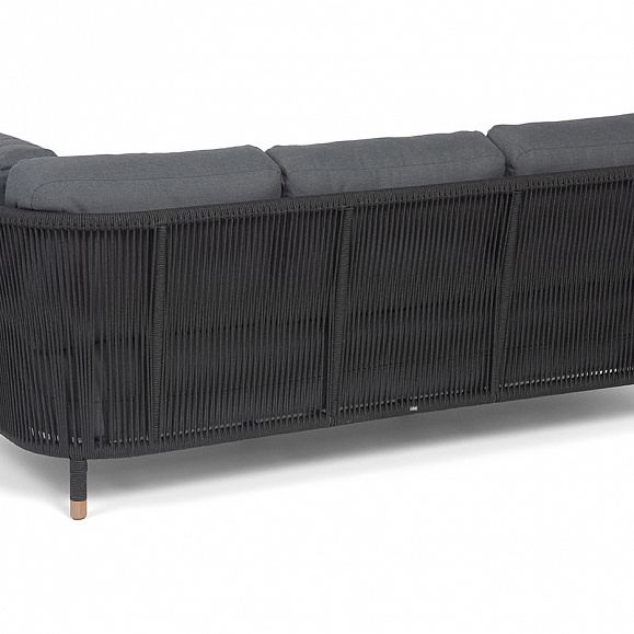 Верона правый-угол модуль плетеный из роупа, каркас алюминий темно-серый (RAL7024) муар, роуп темно-серый круглый, ткань темно-серая 027, L220х89 фото 5