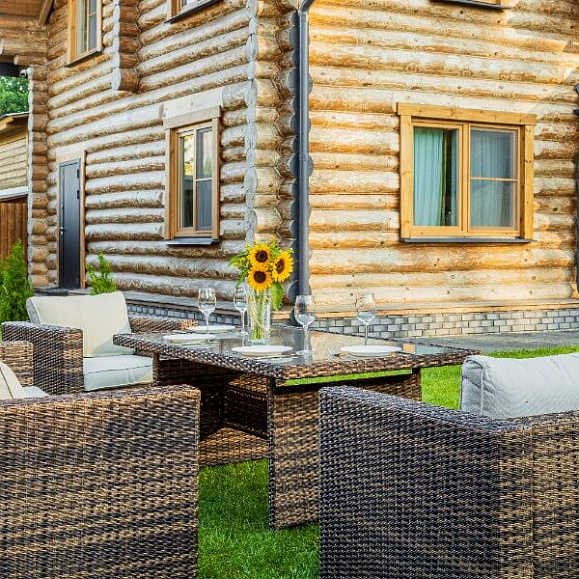 Обеденный комплект Karl Royal Family из искусственного ротанга с обеденным столом, цвет коричневый фото 4