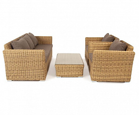 Лаунж-зона Капучино 4SIS из искусственного ротанга, цвет соломенный