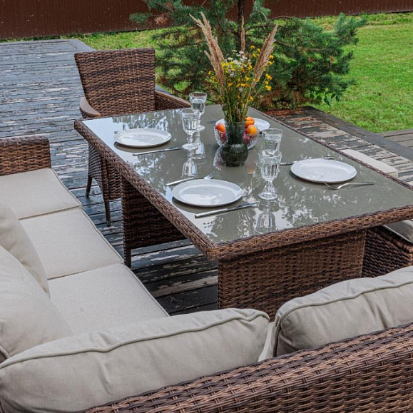 Угловой комплект Zorro Wood Royal Family из искусственного ротанга, цвет коричневый фото 6