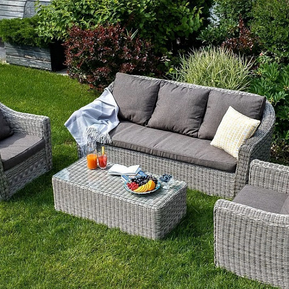 Диван трехместный Фабриция 4SIS из искусственного ротанга, цвет серый фото 6