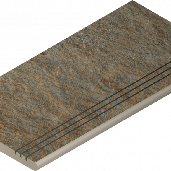 Керамогранитная ступень Italon Манетик X2 Дарк Закругленная Грип 30X60 фото 1