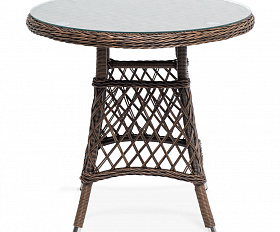 Эспрессо плетеный круглый стол, диаметр 80 см, цвет коричневый