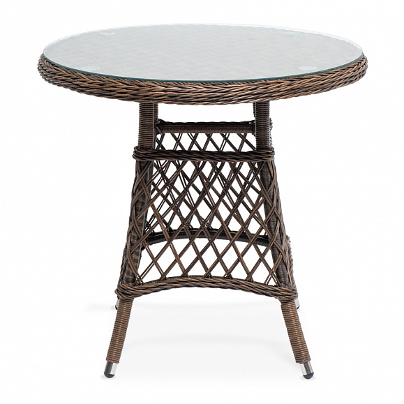 Эспрессо плетеный круглый стол, диаметр 80 см, цвет коричневый фото 2