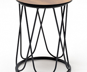 Перу журнальный стол из HPL круглый Ø40 H55, каркас из алюминия темно-серый (RAL 7024) муар, цвет столешницы дуб