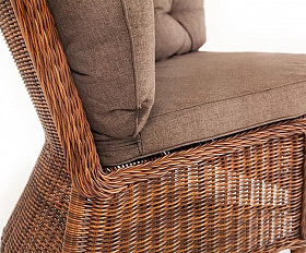 Модуль диванный угловой Бергамо 4SIS из искусственного ротанга, цвет коричневый с подушками