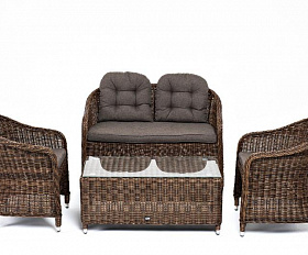 Лаунж-зона Равенна 4SIS из искусственного ротанга, цвет коричневый