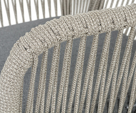 Лион стул плетеный из роупа, каркас из стали темно-серый (RAL7024) муар, роуп серый меланж круглый, ткань серая 017