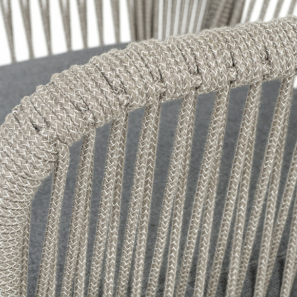 Лион стул плетеный из роупа, каркас из стали темно-серый (RAL7024) муар, роуп серый меланж круглый, ткань серая 017 фото 5