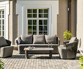 Флоренция лаунж-зона из искусственного ротанга, цвет графит