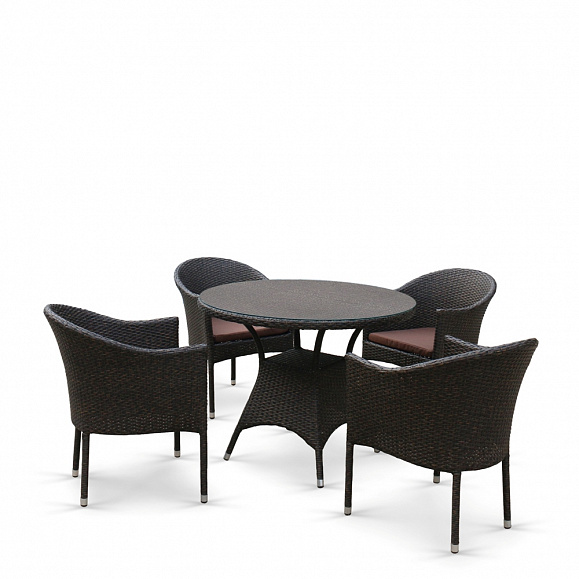 Обеденный комплект плетеной мебели T190A/Y350A-W53 Brown (4+1) фото 1