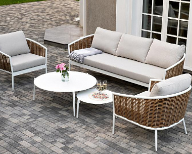 Лаунж-Зона Тоскана 4SIS из искусственного ротанга, цвет соломенный