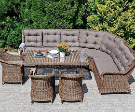 Обеденная группа Базелла 4SIS из искусственного ротанга, цвет коричневый