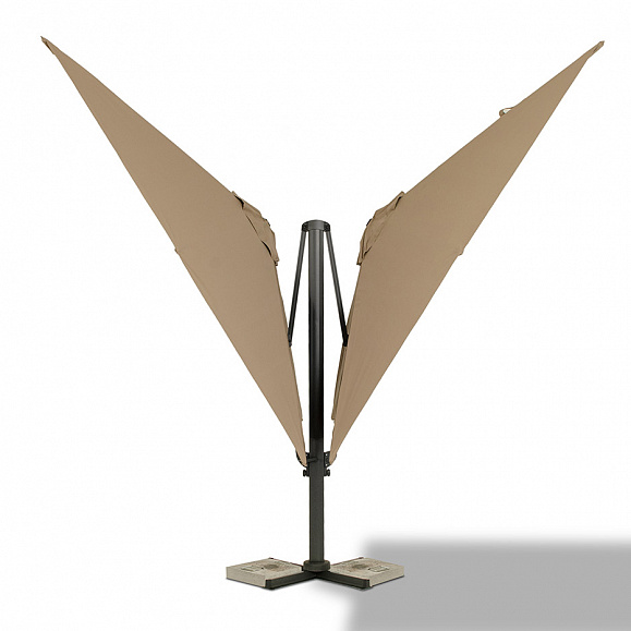 Фабриано зонт двухкупольный 3x3м на алюминиевой опоре, тент темно-серый фото 3