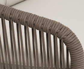 Канны правый модуль плетеный из роупа, каркас алюминий коричневый (RAL8016) муар, роуп коричневый круглый, ткань бежевая 15052