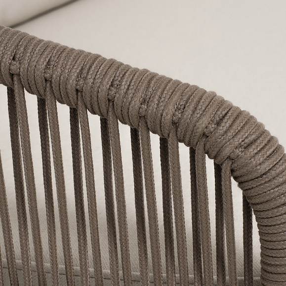 Канны правый модуль плетеный из роупа, каркас алюминий коричневый (RAL8016) муар, роуп коричневый круглый, ткань бежевая 15052 фото 5