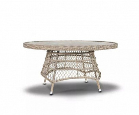 Плетеный обеденный стол Неаполь 4SIS из искусственного ротанга, цвет серо-соломенный