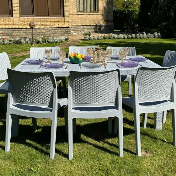 Обеденный комплект July L Royal Family из пластика, цвет светло-серый фото 1