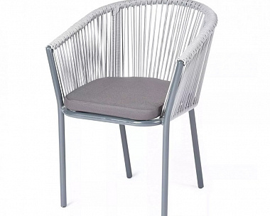 Плетеный стул Марсель 4SIS из роупа (веревки), цвет светло-серый, каркас серый