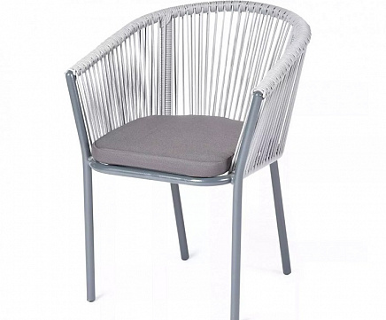 Плетеный стул Марсель 4SIS из роупа (веревки), цвет светло-серый, каркас серый