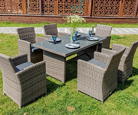 Обеденный комплект Fiona Royal Family из искусственного ротанга, цвет серый