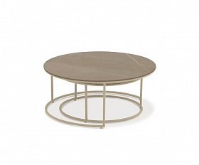 Кофейный столик Flen Brafritid бежевый, алюминий/закаленное стекло с керамической печатью