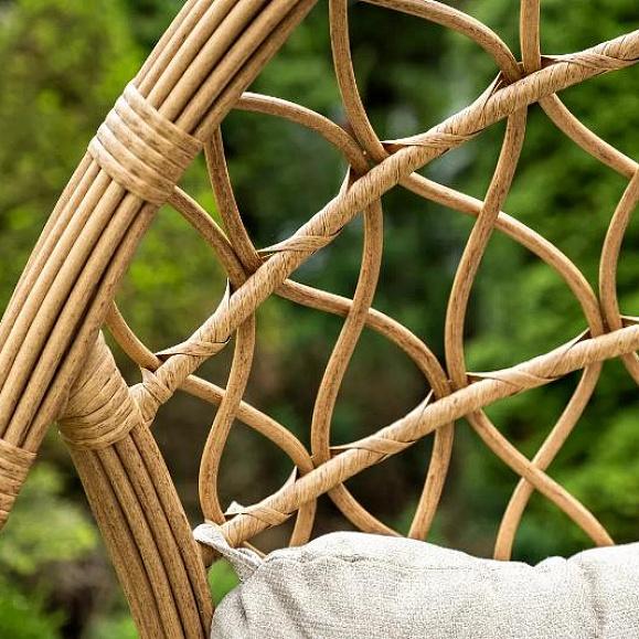 Подвесное кресло Венеция 4SIS из искусственного ротанга, цвет соломенный с бежевой подушкой фото 4