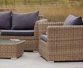 Лаунж-зона Капучино Дабл 4SIS из искусственного ротанга, цвет соломенный