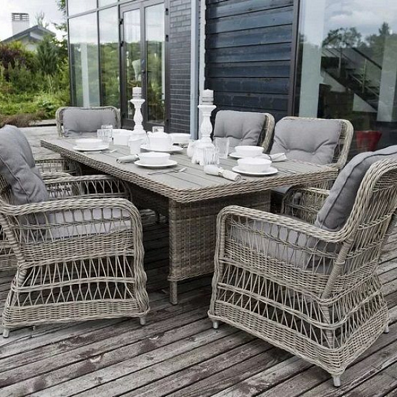 Кресло Цесена 4SIS из искусственного ротанга, цвет серо-соломенный фото 4