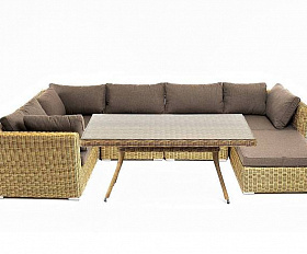 Обеденная Лунго 4SIS группа угловая из искусственного ротанга, цвет соломенный