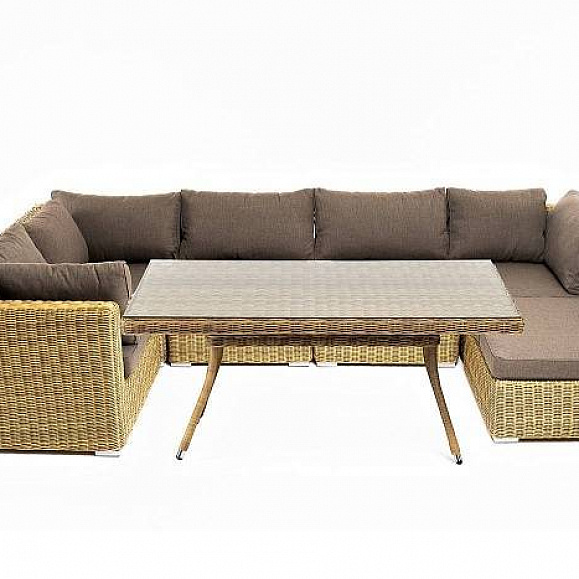 Обеденная Лунго 4SIS группа угловая из искусственного ротанга, цвет соломенный фото 2