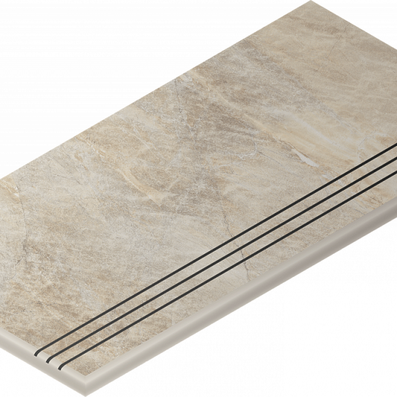 Керамогранитная ступень Italon Манетик X2 Уайт Закругленная Грип Левая 30X60 фото 1