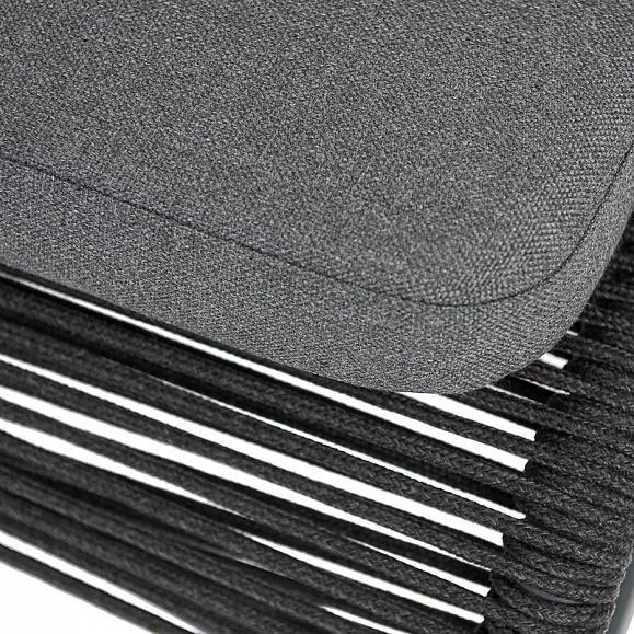 Ането стул плетеный из роупа, каркас алюминий темно-серый (RAL7024) муар, роуп темно-серый круглый, ткань темно-серая 027 фото 6