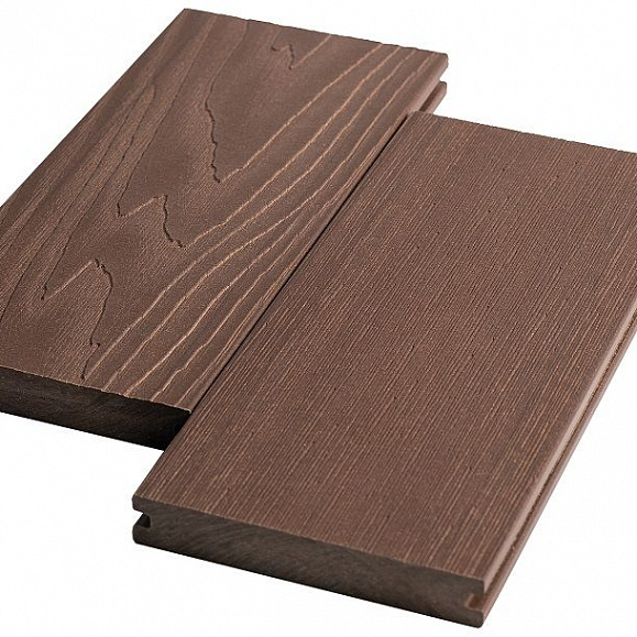Террасная доска Экодэк Брайт Массив 3D, цвет Каштан фото 1