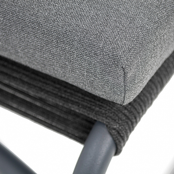 Ането пуф плетеный из роупа, каркас алюминий темно-серый (RAL7024) муар, роуп темно-серый круглый фото 6