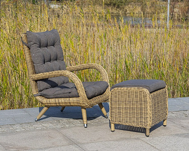 Плетеное кресло Толедо 4SIS из искусственного ротанга, цвет соломенный