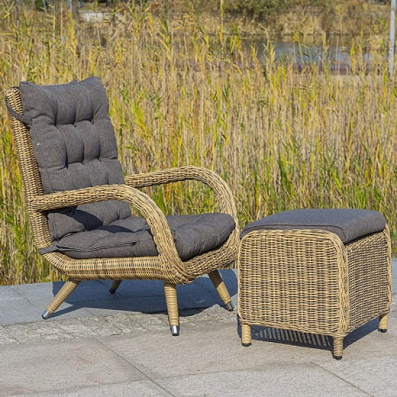 Плетеное кресло Толедо 4SIS из искусственного ротанга, цвет соломенный фото 5