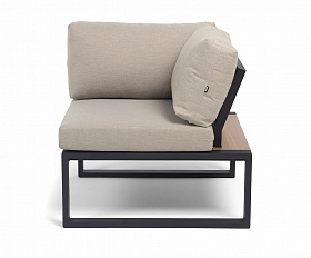 Тулон угловой модуль, каркас алюминий, HPL дуб, черный муар, ткань бежевая 15052