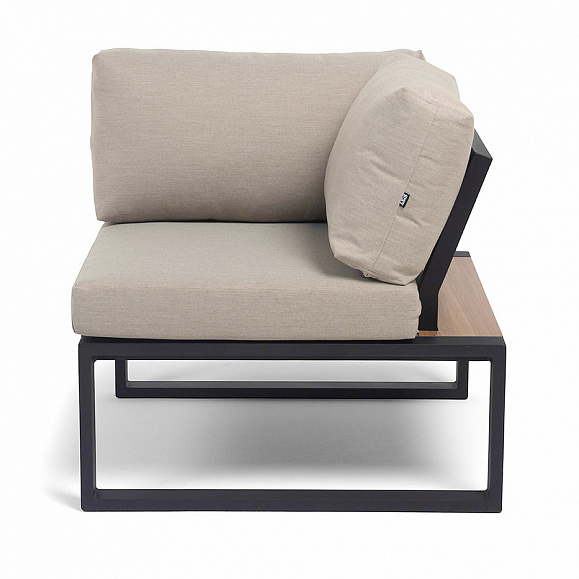 Тулон угловой модуль, каркас алюминий, HPL дуб, черный муар, ткань бежевая 15052 фото 4