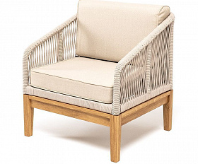 Кресло Канны 4SIS из роупа (веревки), основание дуб, цвет бежевый