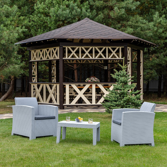 Обеденный комплект Lana XS Royal Family из пластика, цвет светло-серый фото 1