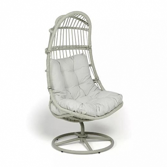 Кресло-кокон Севилья 4SIS из искусственного ротанга, цвет светло-серый фото 1