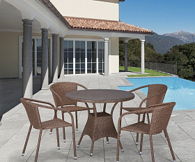 Комплект плетеной мебели T197AT/Y137C-W56 Light brown 4Pcs