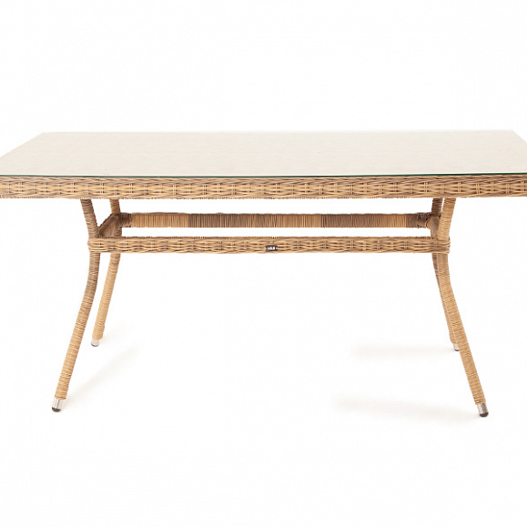 Латте плетеный стол из искусственного ротанга 160х90см, цвет соломенный фото 2