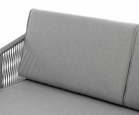 Канны правый модуль плетеный из роупа, каркас алюминий белый муар, роуп светло-серый круглый, ткань светло-серая