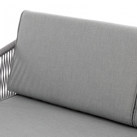 Канны правый модуль плетеный из роупа, каркас алюминий белый муар, роуп светло-серый круглый, ткань светло-серая фото 4