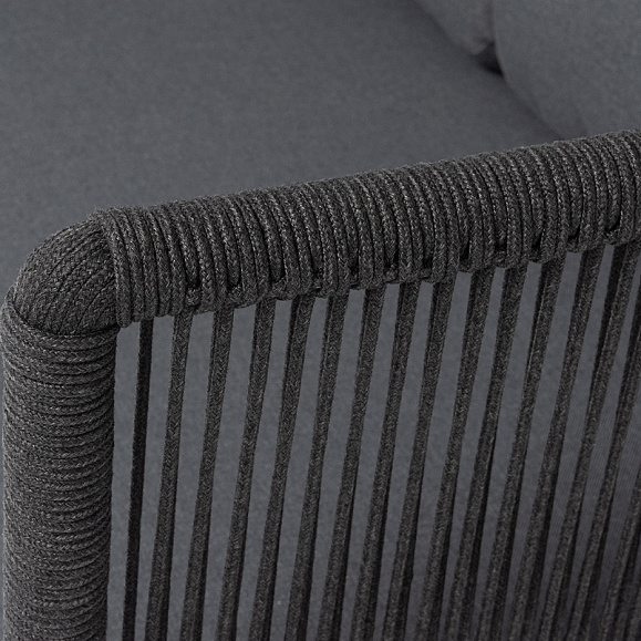 Верона диван модульный плетеный из роупа, каркас алюминий темно-серый (RAL7024) муар, роуп темно-серый круглый, ткань темно-серая 027 фото 5
