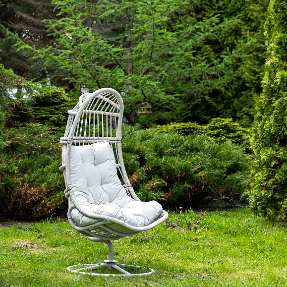 Севилья кресло-кокон из искусственного ротанга, цвет светло-серый фото 1