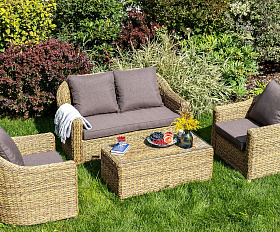 Кресло Кон Панна 4SIS из искусственного ротанга (гиацинт), цвет соломенный